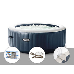 Kit spa gonflable Intex PureSpa Blue Navy rond Bulles 4 places + 6 filtres + Kit d'entretien + Porte/verre Kit spa gonflable Intex PureSpa Blue Navy rond Bulles 4 places + 6 filtres + Kit d'entretien + Porte-verre