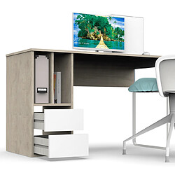 Avis Pegane Bureau coloris effet bois/blanc - Hauteur 74 x Longueur 120 x Profondeur 55 cm