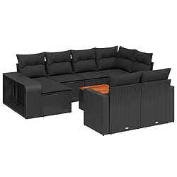 vidaXL Salon de jardin 11 pcs avec coussins noir résine tressée