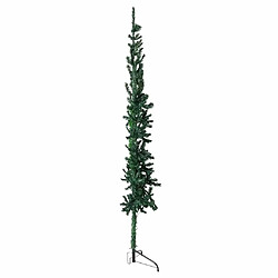 vidaXL Demi sapin de Noël artificiel mince avec support Vert 210 cm