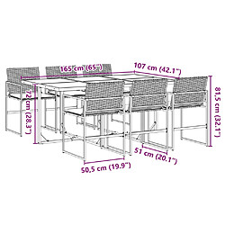 vidaXL Ensemble à manger de jardin coussins 7 pcs noir résine tressée pas cher