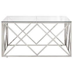 Acheter Maison Chic Table basse pour salon | Table à café argenté acier inoxydable et verre trempé -GKD94720