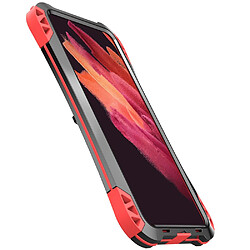 Coque en alliage d'aluminium + silicone R-JUST texture en fibre de carbone, airbag aux quatre coins rouge pour votre Samsung Galaxy S21 FE 5G