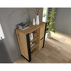 Acheter Bestmobilier Donnely - buffet haut - bois et noir - 110 cm