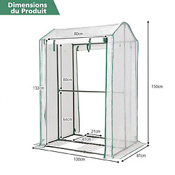 Avis Helloshop26 Serre de jardin pour balcon intérieur et extérieur 100 cm x 81 cm x 150 cm serre portable avec structure en acier blanc 20_0005941