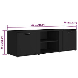 vidaXL Meuble TV Noir 120x34x37 cm Bois d’ingénierie pas cher