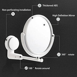 Universal Miroir de maquillage pliant, miroir de toilette suspendu, miroir de toilette pivotant, miroir de rasage à bras pliant.(blanche) pas cher