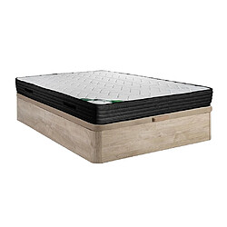 Vente-Unique Ensemble 140 x 190 cm sommier coffre naturel clair + matelas mousse et coutil bambou ép.25cm - BERENDI de NATUREA