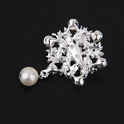 Broche Fantaisie Argent Strass Perle Faux Flocon Epingle Pin's Femme Bijoux Mode pas cher