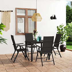 vidaXL Ensemble à manger de jardin 5 pcs noir