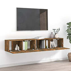 Maison Chic Ensemble de meubles TV 2 pcs | Banc TV Moderne pour salon | Meuble de Rangement - Chêne fumé Bois d'ingénierie -MN54026