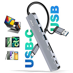 LinQ Hub USB Support OTG 5 Gbps Lecteur Carte SD / TF et Audio Jack 3.5mm Gris pas cher