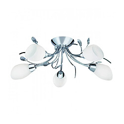 Searchlight Plafonnier 5 ampoules Gardenia, en chrome, verre blanc et cristal