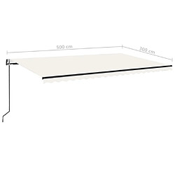 vidaXL Auvent rétractable automatique 500x300 cm Crème pas cher