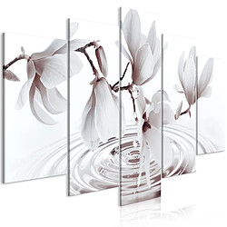 Artgeist Tableau - Magnolias over Water (5 Parts) Wide Grey