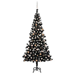 vidaXL Arbre de Noël artificiel pré-éclairé et boules noir 210 cm PVC