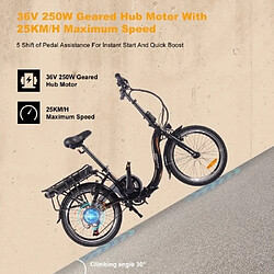 Vélo électrique FAFREES 20F054 Pliable 36V 250W Moteur Vitesse maximale 25km/h Noir pas cher