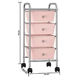 vidaXL Chariot de rangement mobile à 4 tiroirs Rose Plastique pas cher