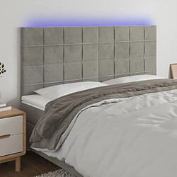 Maison Chic Tête de lit scandinave à LED,meuble de chambre Gris clair 160x5x118/128 cm Velours -MN92016