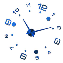 Avis moderne diy grande horloge murale grande montre 3d miroir quartz analogique horloge bleu