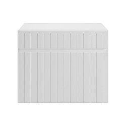 Avis Vente-Unique Meuble sous vasque suspendu strié blanc avec planche - 60 cm - SATARA