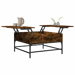 Acheter Maison Chic Table basse pour salon | Table à café chêne fumé 80x80x45 cm bois d'ingénierie et métal -GKD43883