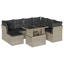 vidaXL Salon de jardin 8 pcs avec coussins gris clair résine tressée