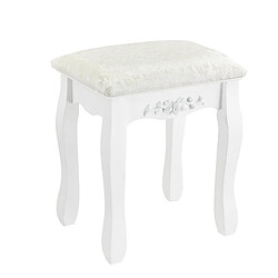 Helloshop26 Coiffeuse table de maquillage miroir 4 tiroirs tabouret MDF et bois 141 cm blanc 03_0001499