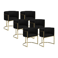 Lot de 6 chaises avec accoudoirs - Velours et acier inoxydable - Noir et doré - PERIA de Pascal MORABITO 