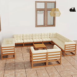 Maison Chic Salon de jardin 13 pcs avec coussins, Ensemble Tables et chaises d'extérieur marron miel bois de pin -GKD409028