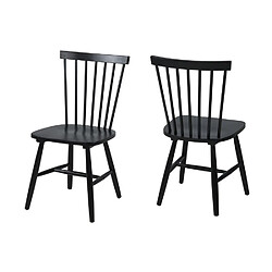 HELLIN Lot de 2 chaises bois hévéa TOLEDO - coloris noir