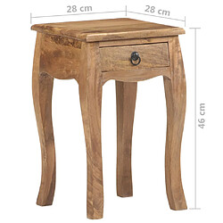 vidaXL Table de chevet 28x28x46 cm Bois de manguier massif pas cher