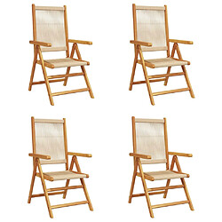 vidaXL Chaises inclinables de jardin lot de 4 beige bois massif acacia