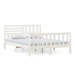 Maison Chic Lit adulte 150x200cm - Cadre de lit,Structure du lit Contemporain pour chambre Blanc Bois massif Très grand -MN78713