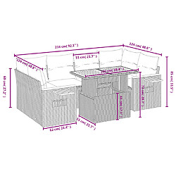 Acheter vidaXL Salon de jardin avec coussins 7 pcs gris résine tressée