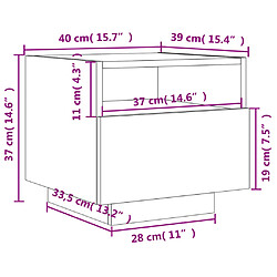 vidaXL Table de chevet avec lumières LED noir 40x39x37 cm pas cher