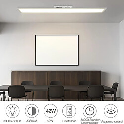 Avis NETTLIFE Plafonnier LED 42W blanc 3360lm 120x15cm panneau dimmable avec télécommande pour salon moderne chambre bureau cuisine couloir