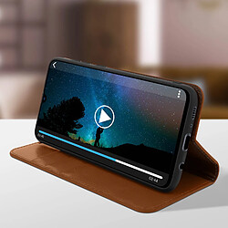 Avizar Étui Samsung Galaxy A70 Housse Folio Cuir Support Vidéo camel pas cher