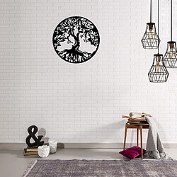 HOMEMANIA Décoration Murale Arbre - Art Mural - pour Séjour, Chambre - Noir en Acier, 60 x 0,15 x 60 cm