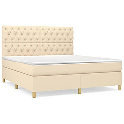 vidaXL Sommier à lattes de lit avec matelas Crème 160x200 cm Tissu