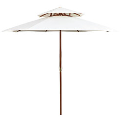 Helloshop26 Parasol mobilier de jardin terrasse 270 x 270 cm poteau en bois blanc crème 02_0008413