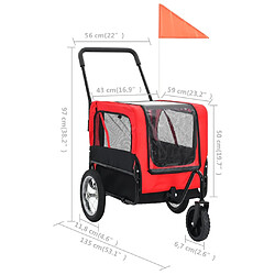 vidaXL Remorque de vélo pour chiens et poussette 2-en-1 rouge et noir pas cher