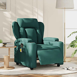 vidaXL Fauteuil de massage inclinable électrique Vert foncé Tissu