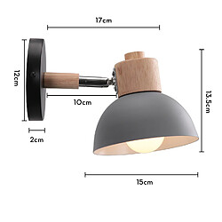 Stoex 15CM Applique Murale Rétro Moderne Applique Murale en Bois Et Métal, Angle Réglable, Lampe Murale Simple Pour Salon, Chambre À Coucher (Gris) E27 pas cher