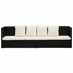 Helloshop26 Lit de jardin chaise longue transat avec coussin et oreillers résine tressée noir 02_0012001 pas cher