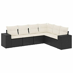 Maison Chic Ensemble Tables et chaises d'extérieur 6pcs avec coussins,Salon de jardin noir résine tressée -GKD320978