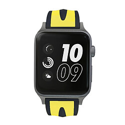 Avis Wewoo Bracelet noir et jaune pour Apple Watch Series 3 & 2 & 1 42mm Mode Double Stripes Motif en Silicone +