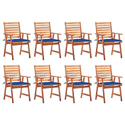 vidaXL Chaises à manger d'extérieur lot de 8 et coussins Acacia massif