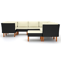 Avis Maison Chic Salon de jardin 9 pcs + coussins - Mobilier/Meubles de jardin - Table et chaises d'extérieur Résine tressée Noir -MN15625