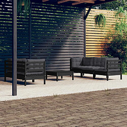 vidaXL Salon de jardin 6 pcs avec coussins anthracite bois de pin